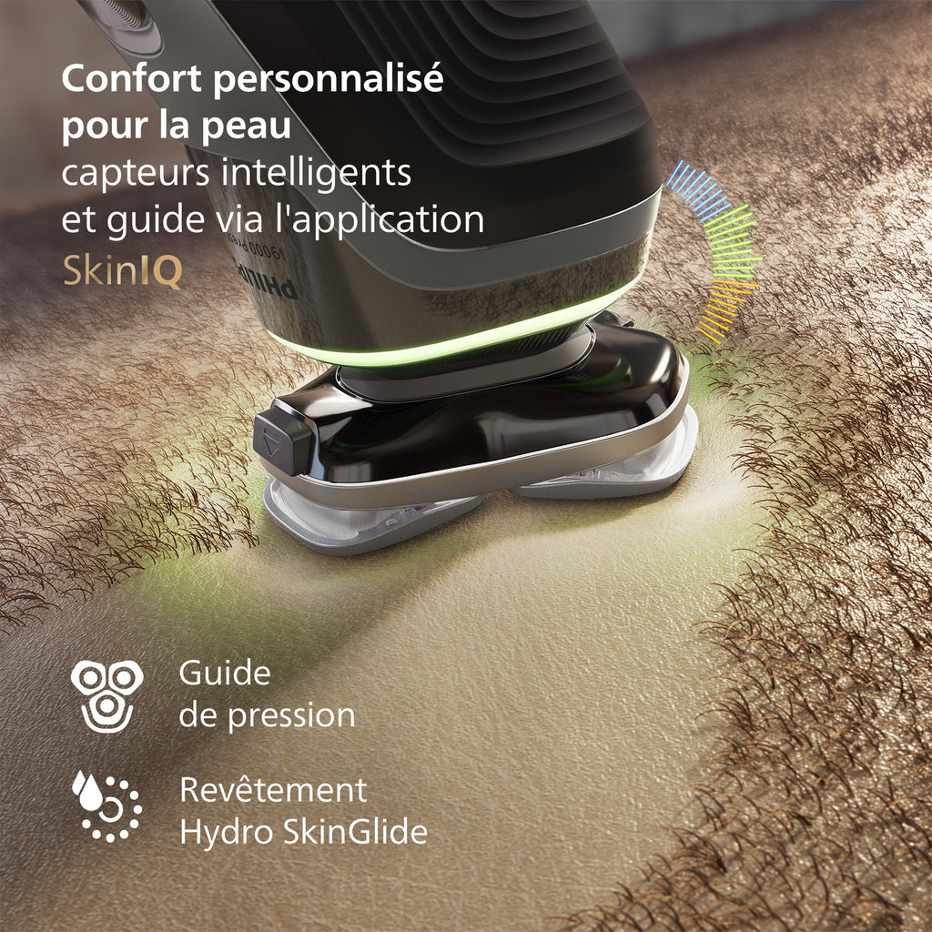 Philips XP9203/30 Rasoir électrique avec système Triple Lift & Cut, lames rotatives 360° Dual SteelPrecision, capteur Pressure Guard, Quick Clean Pod, socle de charge - Noir