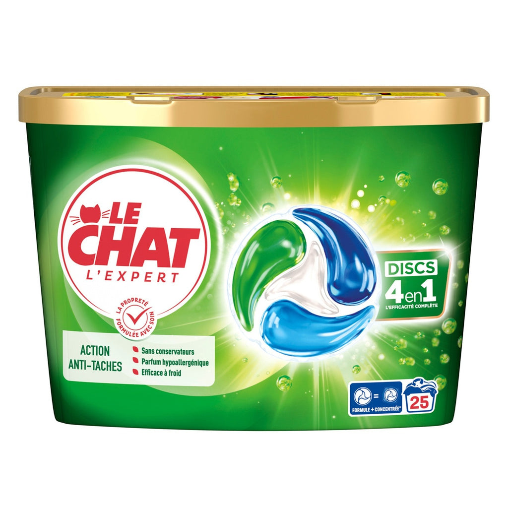 Le Chat Expert Capsules de Lessive, 4 en 1 Anti-Taches, 25 Lavages, 612 g