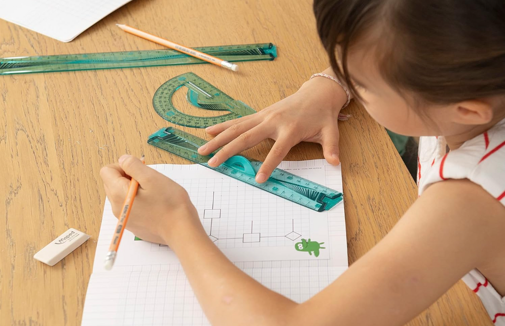 Maped Kit de Traçage Indéfracturable Règle Équerre Rapporteur 4 Pièces
