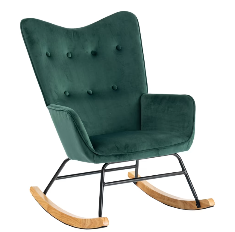 URBAN MEUBLE Fauteuil à Bascule en Velours Vert