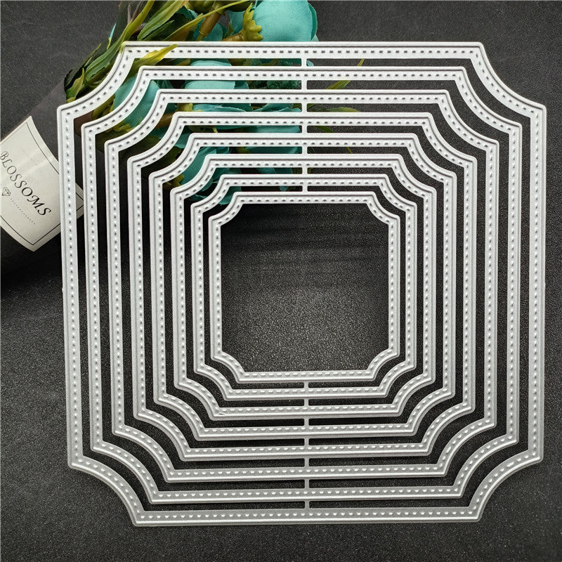 8 pcs/Lot Cadres irréguliers découpes métalliques, Cadres floraux carrés découpes pour cartes de mariage, gabarits de découpe pour album de scrapbooking DIY