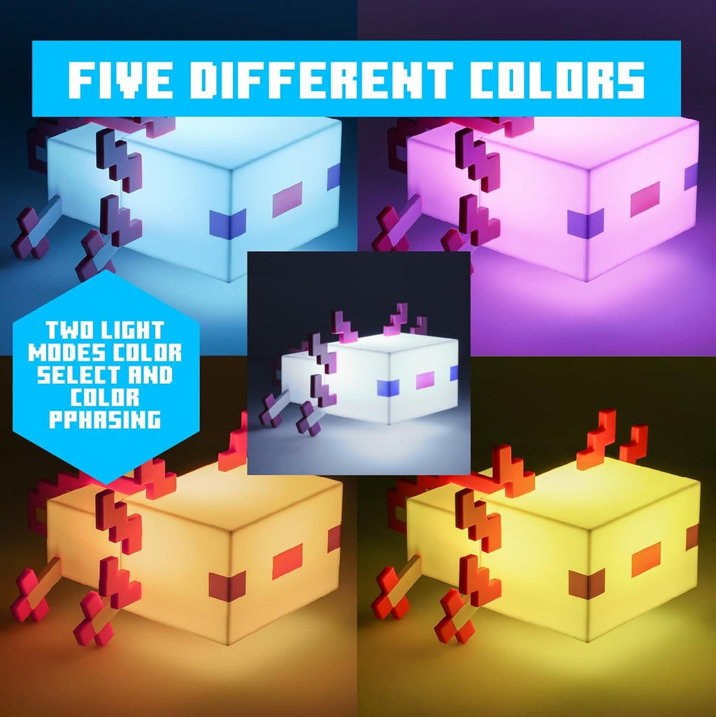 MINECRAFT Axolotl Lumière Changeant de Couleur - sous Licence Officielle - 5 Modes de Couleur - à piles