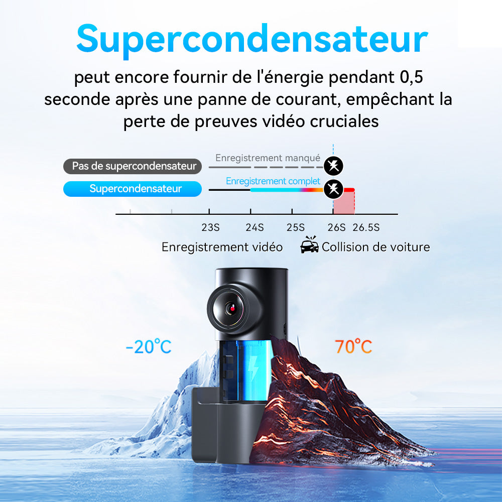 DDPAI MINI Pro caméra embarquée WiFi résolution 1440P angle de vue 121° vision nocturne contrôle vocal intelligent prise en charge de la surveillance de stationnement 24 heures