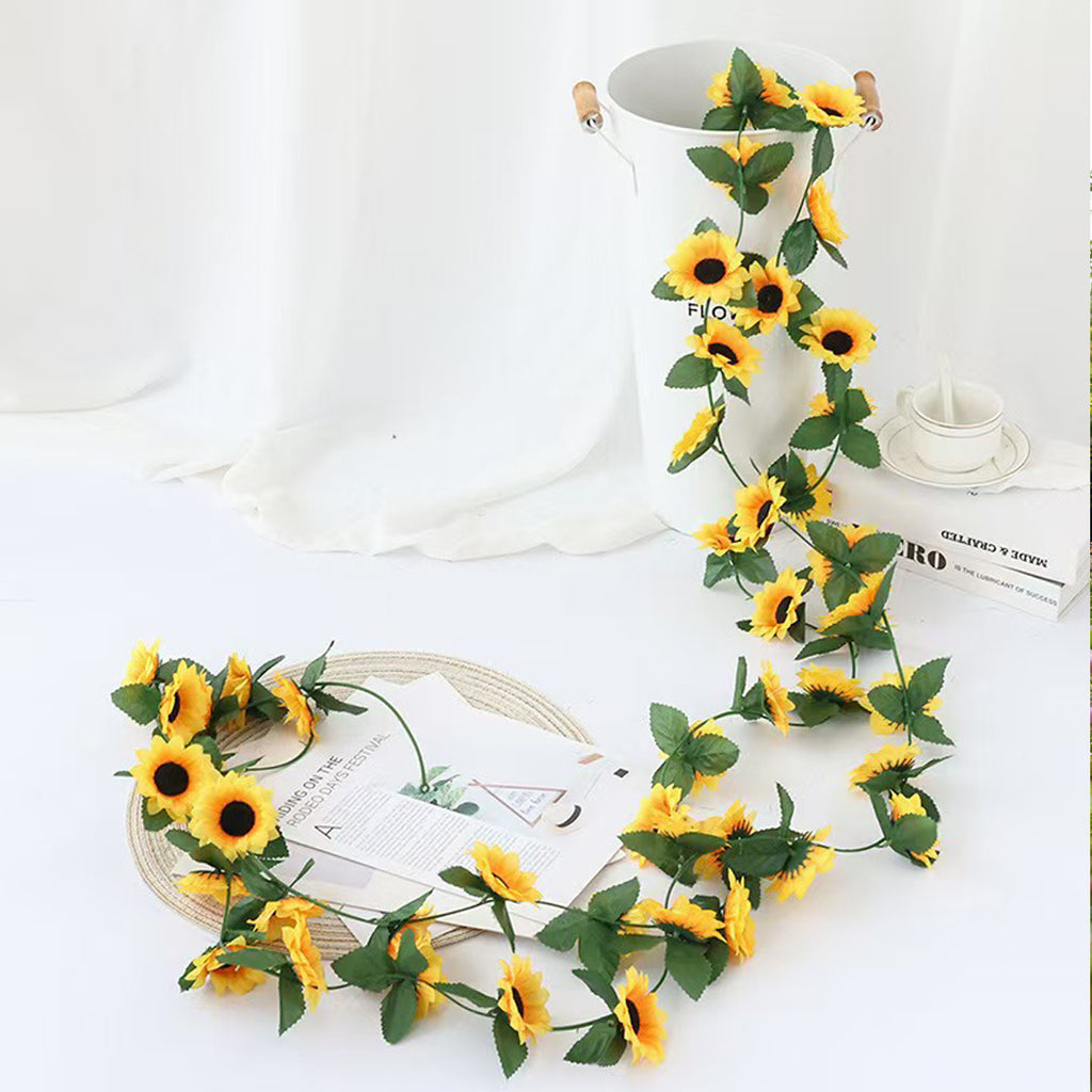 Wei's moment Lot de 3 Guirlandes de Tournesols Artificiels, Guirlande de Fleurs 7,38 ft, Guirlande de Tournesols, Lianes de Faux Tournesols, Fleurs Artificielles, Guirlande