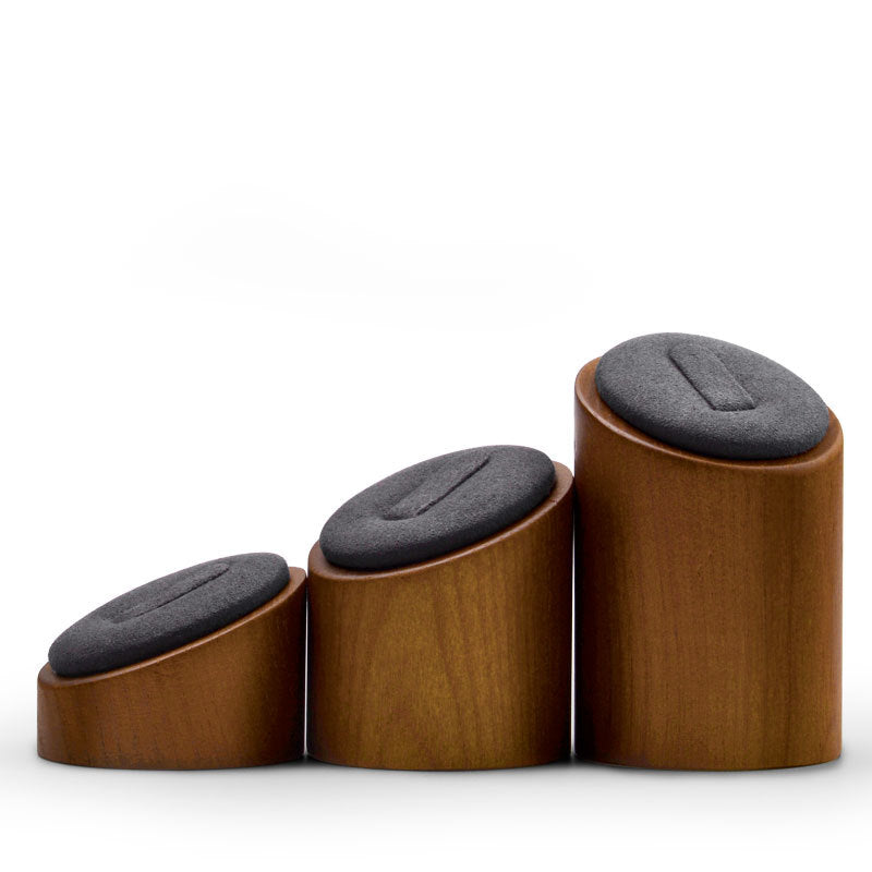 Oirlv Présentoir à bagues en bois 3 pièces | Porte-bagues cylindrique organisateur de bijoux pour commerce et maison