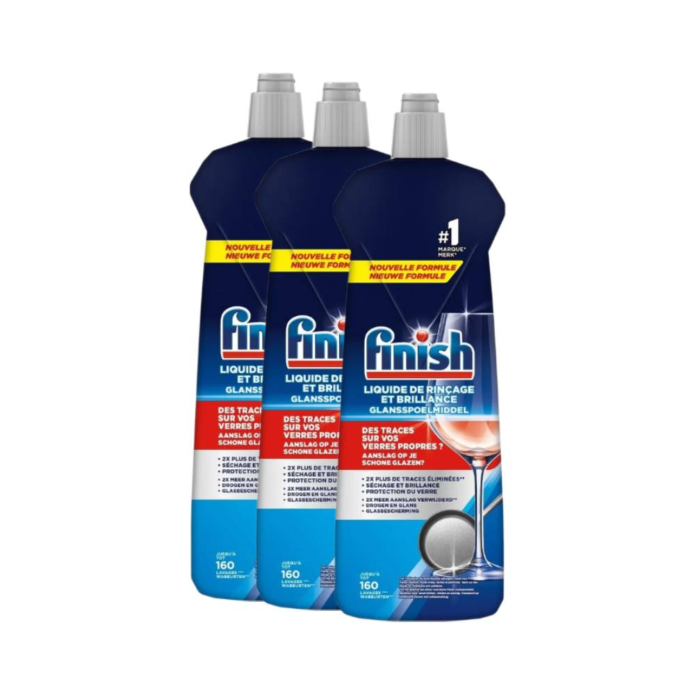 Finish Powerball Shine Liquide de Rinçage Lave-Vaisselle Anti-Taches d'Eau Séchage Rapide 3 x 800 ml (= 2,4 L)