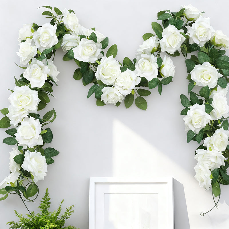 Wei's moment Guirlande Couronne - Fleurs Artificielles - Guirlande de Plantes et Feuilles de Fleurs pour Maison, Fêtes, Jardins, Décorations de Noël et Mariage, Lot de 3