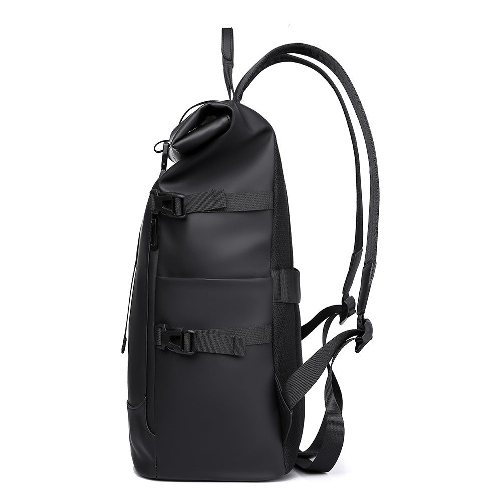 Sac à dos ordinateur portable anti-eau à bords roulés 15,6 pouces sac à dos décontracté multi-sangles grande capacité sac de jour pour travail cyclisme voyage urbain