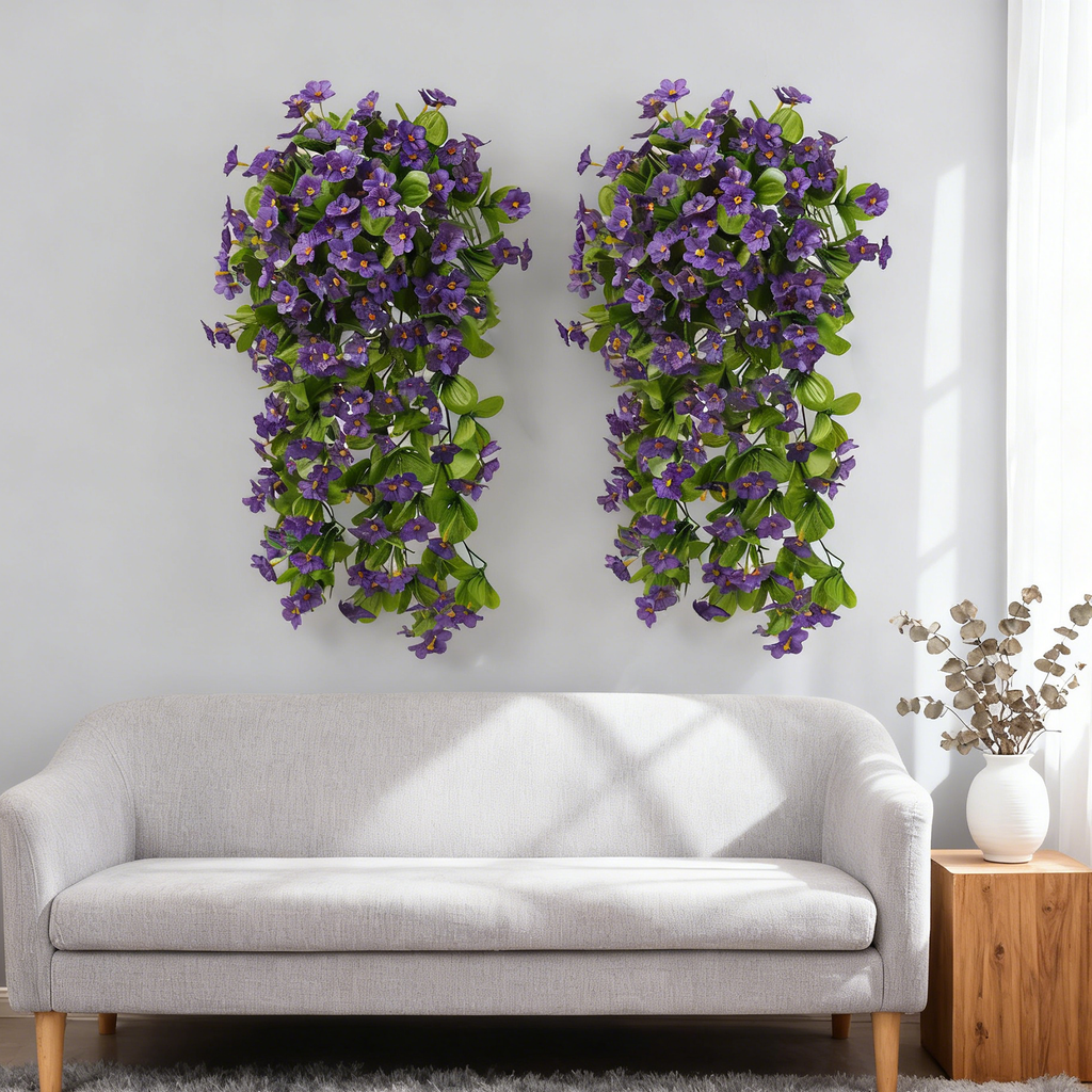 Yuejia 2 pièces plantes à fleurs suspendues artificielles 30,7 po / 78 cm, Décoration extérieure printemps été