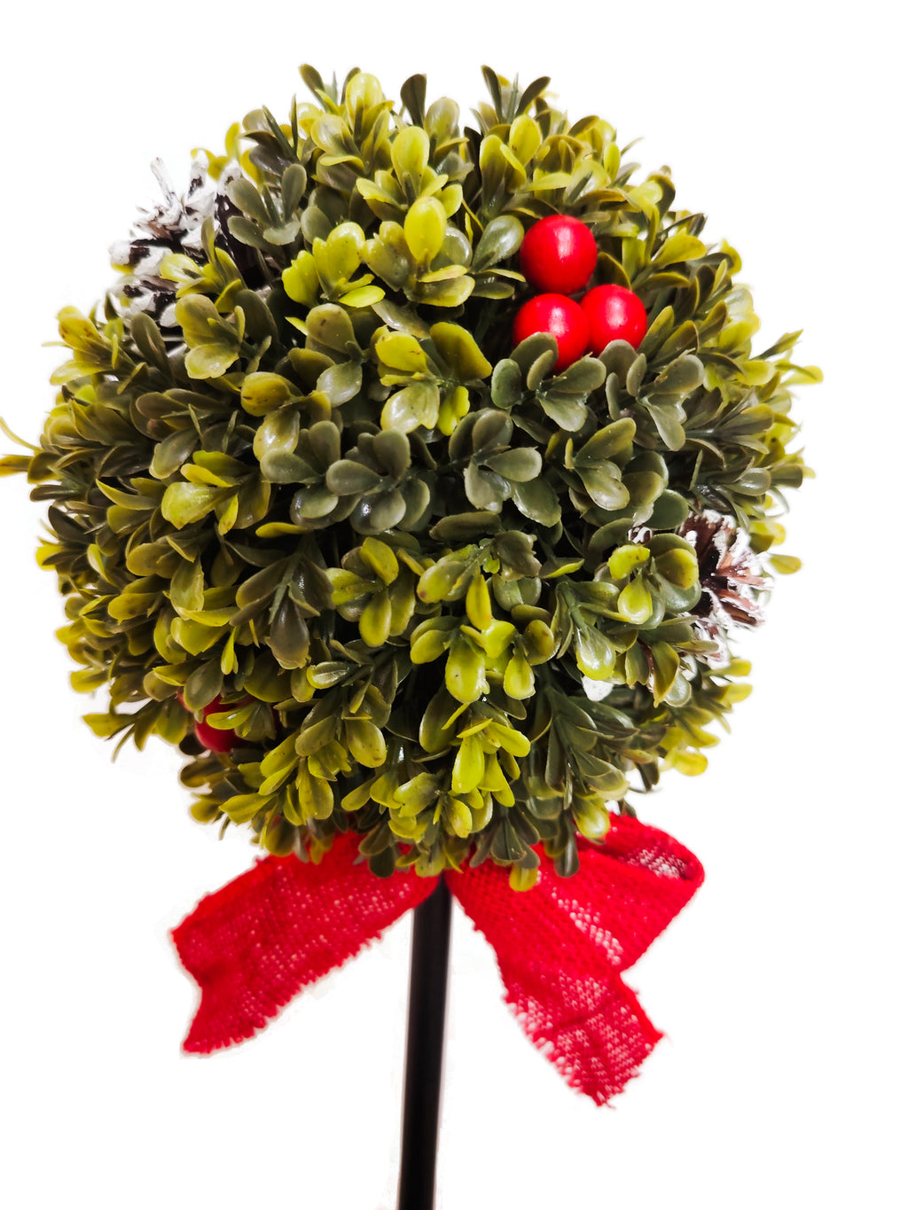 Daisy Darcy Arbre boule de buis 60 cm avec baies et cônes, Matériau naturel : pommes de pin