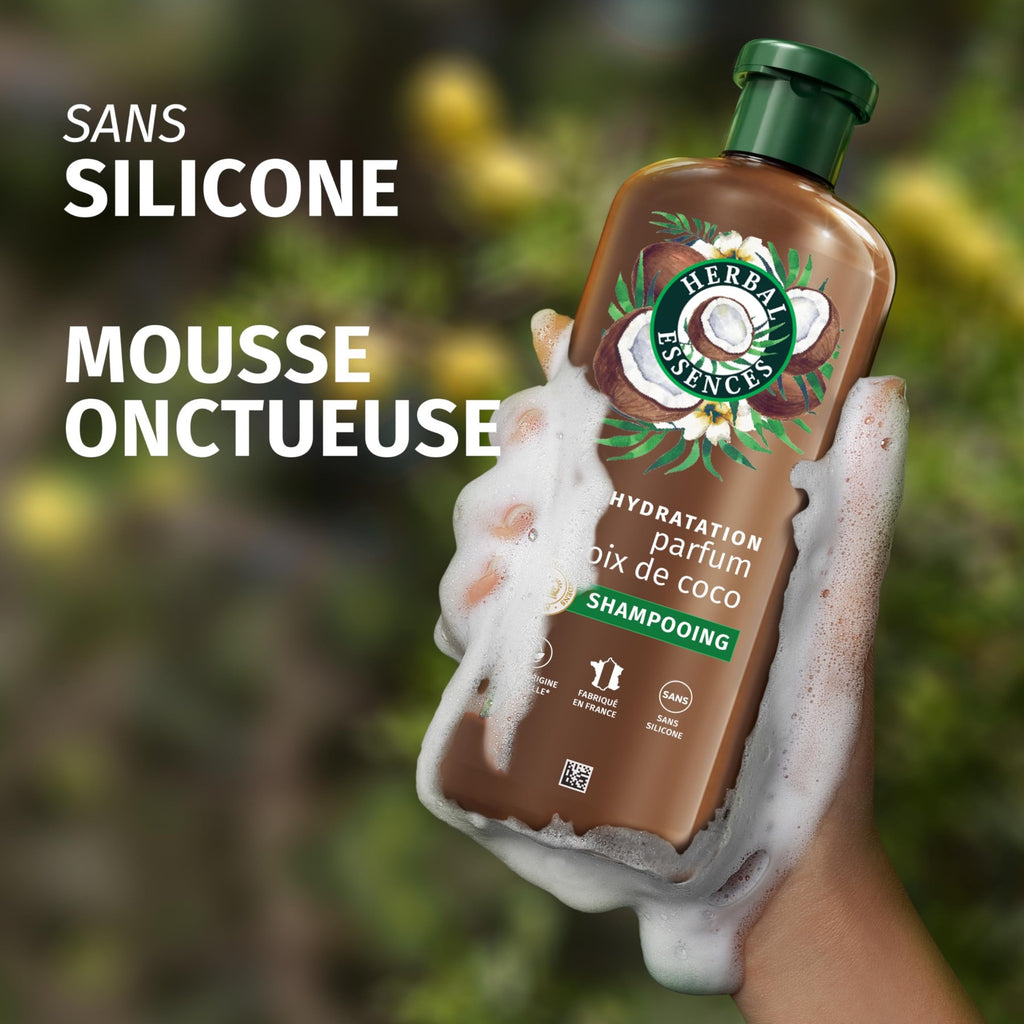 Herbal Essences Routine Hydratation Parfum Noix de Coco avec Shampooing 250 ml, Après-shampooing 200 ml Et Masque 500 ml