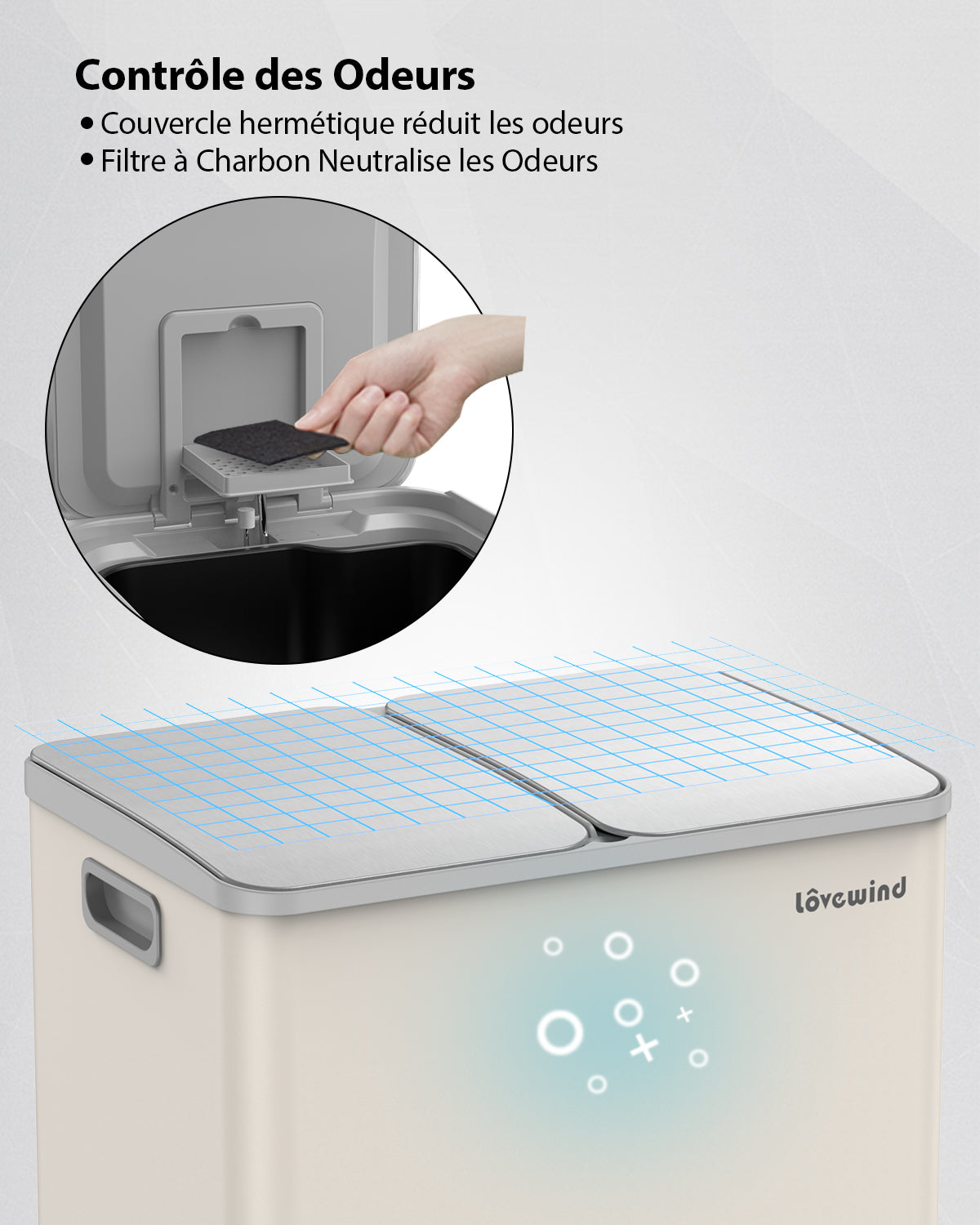 Poubelle de cuisine 60 L (2 x 30 L) en acier inoxydable, poubelle et bac de recyclage combinés avec couvercle à fermeture douce, poubelle à pédale à double compartiment pour recyclage, abricot