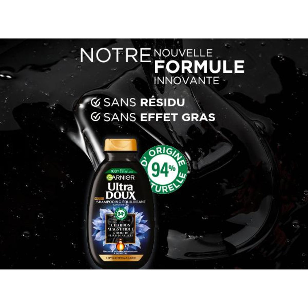 Garnier Ultra Doux Shampooing Équilibrant au Charbon Magnétique & Huile de Fleur de Nigelle 250ml