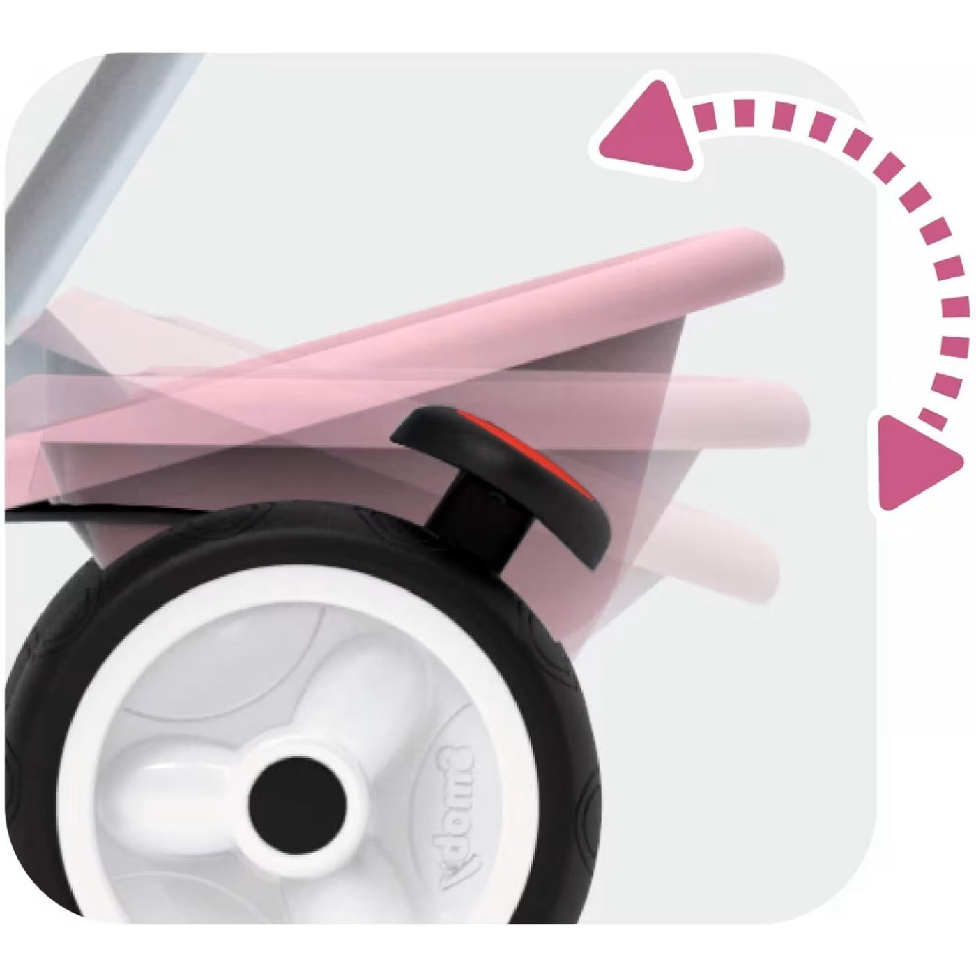Smoby - Tricycle Baby Balade Plus Rose - Vélo Evolutif Enfant Dès 10 Mois - Roues Silencieuses - Frein de Parking - Fabrication Espagnole