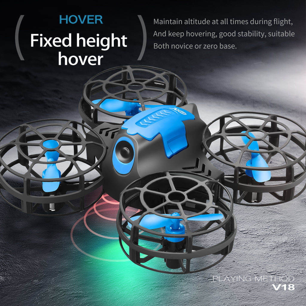 4DRC V18 Mini Drone pour enfants débutants, Quadricoptère RC avec 2 batteries, Longue autonomie, Contrôle automatique de l'altitude, Figures de tonneau 3D, Mode sans tête