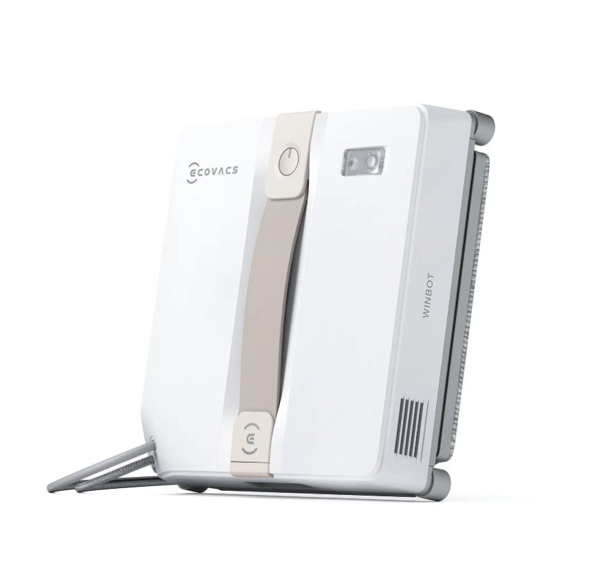 Robot lave-vitres ECOVACS WINBOT MINI - Beige, design compact, double buses avec pulvérisation ultrasonique, système de protection à 9 niveaux