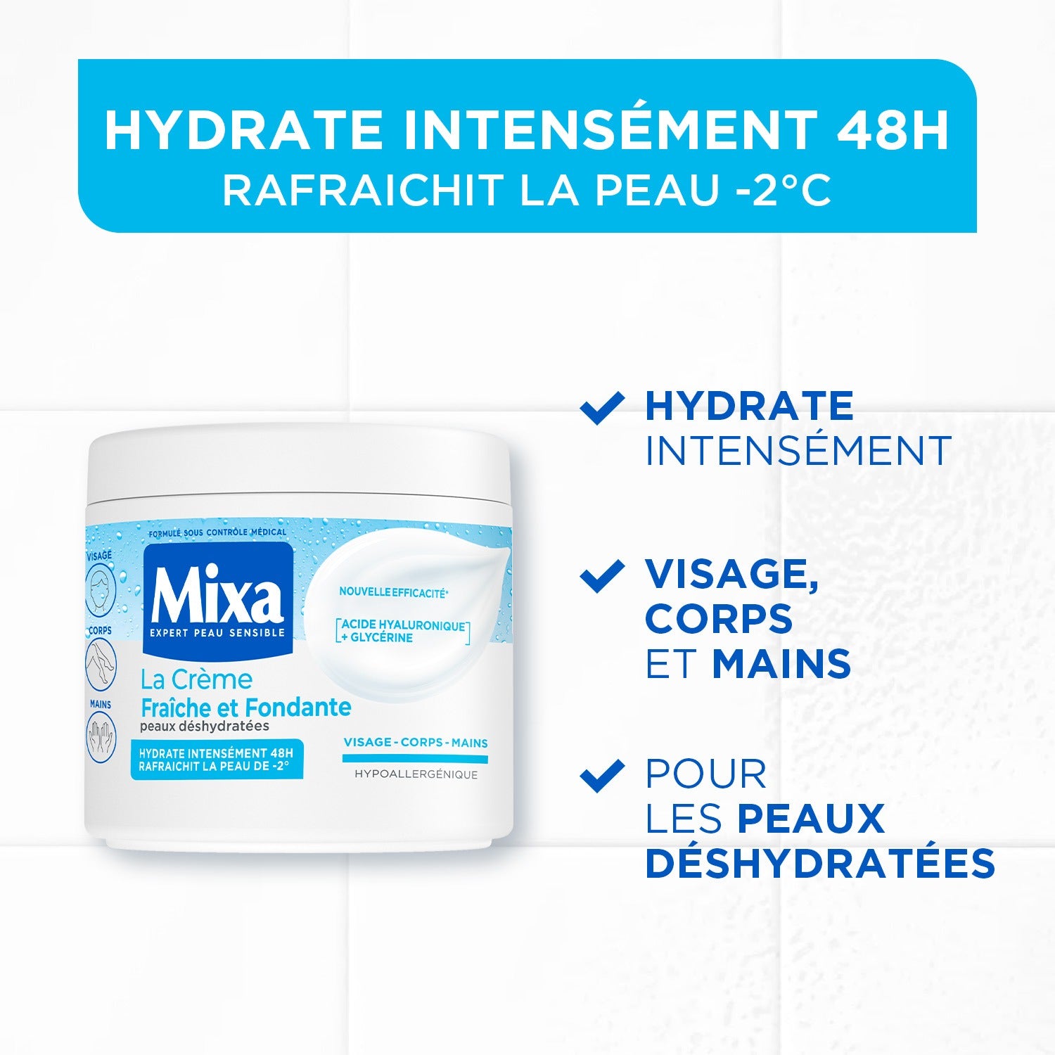 MIXA La Crème Fraîche et Fondante à l'Acide Hyaluronique Pur 400ml