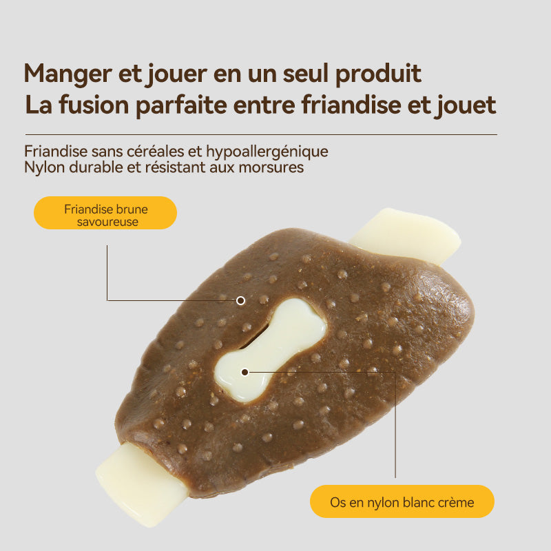 BLINKIT Jouet à mâcher en forme d’aile de poulet en cuir de vachette et nylon pour chiens - 15 × 8 × 3 cm