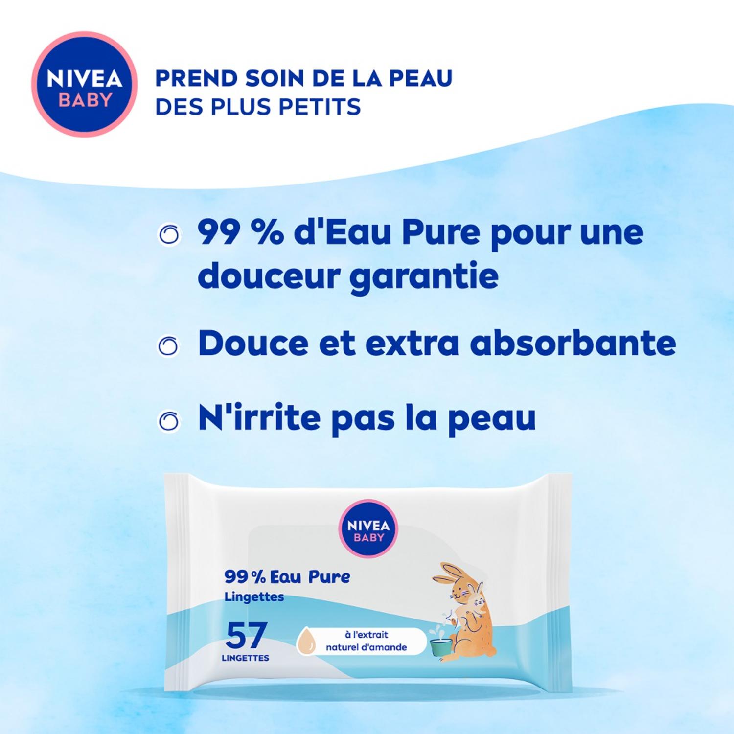 NIVEA BABY Lingettes corps & visage 99 % eau pure - 57 pièces
