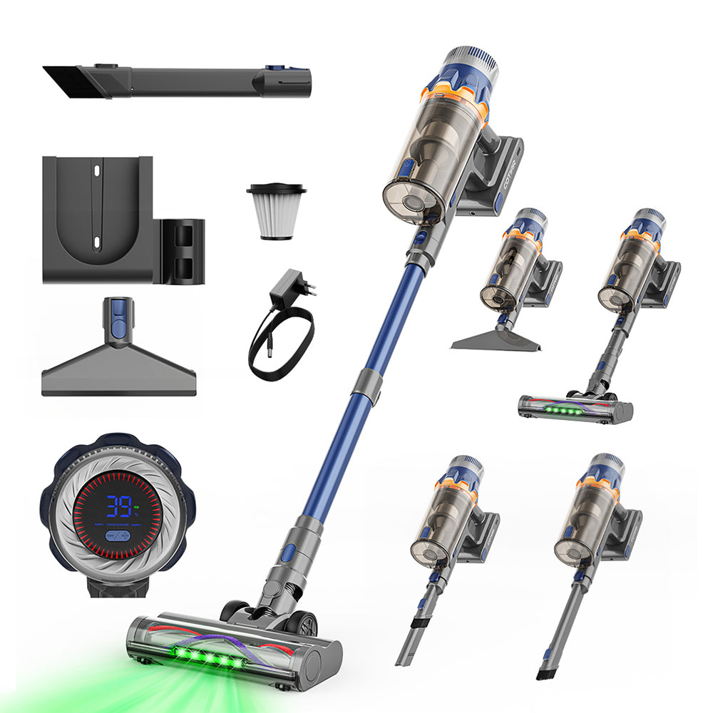 COTIAR S25 aspirateur à main sans fil, 650 W, 60 kPa, forte puissance d’aspiration, autonomie 70 min, batterie amovible, bleu