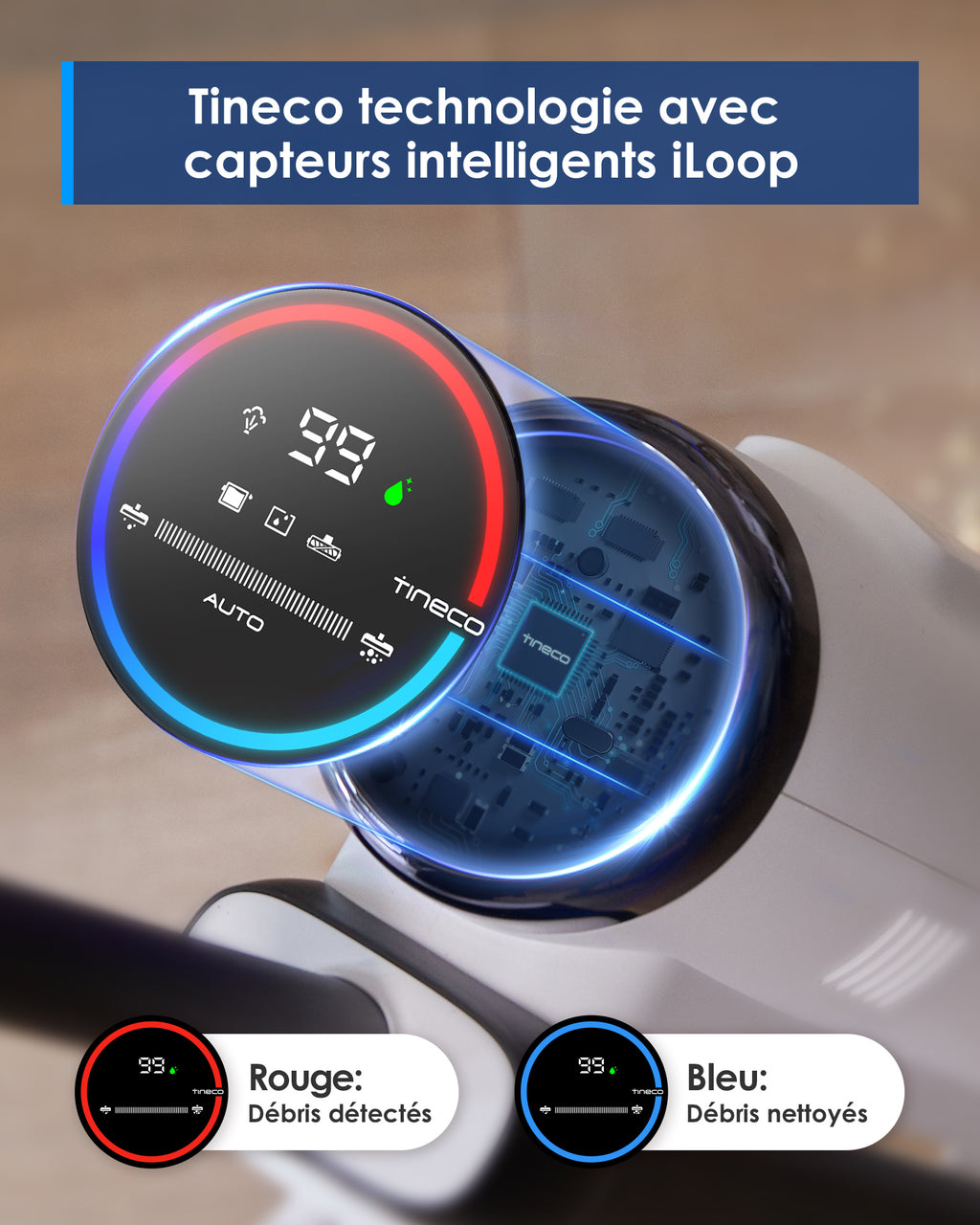 Tineco Floor One S5 Steam Balai serpillière intelligent filaire et nettoyeur de sols durs avec écran numérique, Cordon 8 m