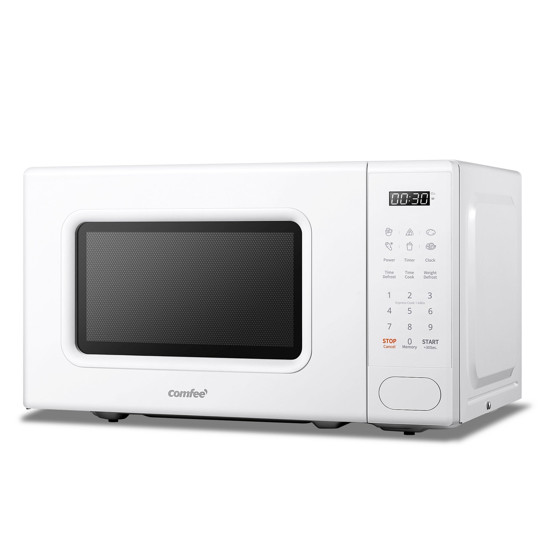 Micro-ondes Numérique COMFEE’ 700W 20L avec 6 Programmes, Cuisson Express, 11 Niveaux de Puissance, Décongélation et Mémoire - Blanc - CM-E202CC(WH)