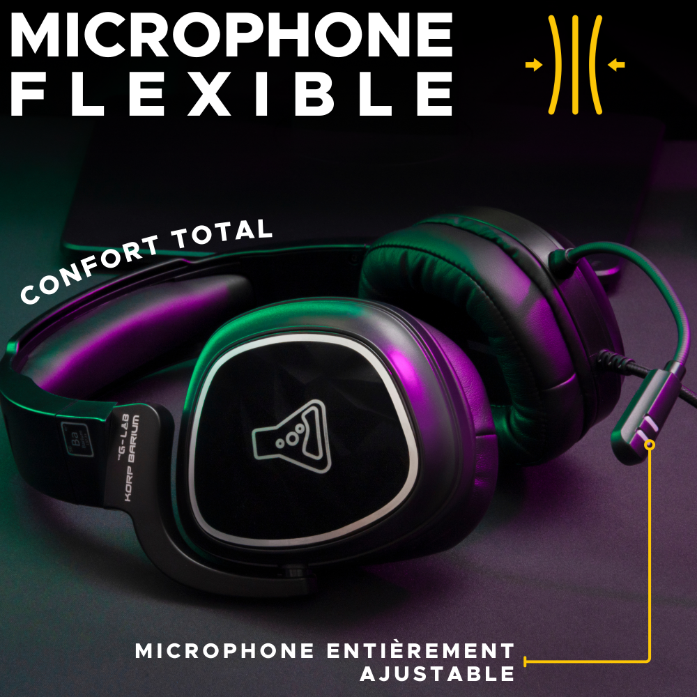 THE G-LAB Korp Barium Casque Gaming Filaire (Prise Jack 3,5 mm) - Microphone Intégré - PC, PS4, PS5, Switch, Smartphone & Tablette - Noir