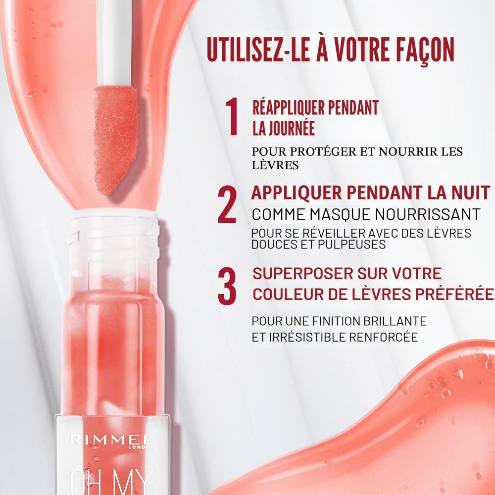 Rimmel Oh My Gloss! Huile à Lèvres 003 Rose Baie, Brillance et Hydratation Naturelle