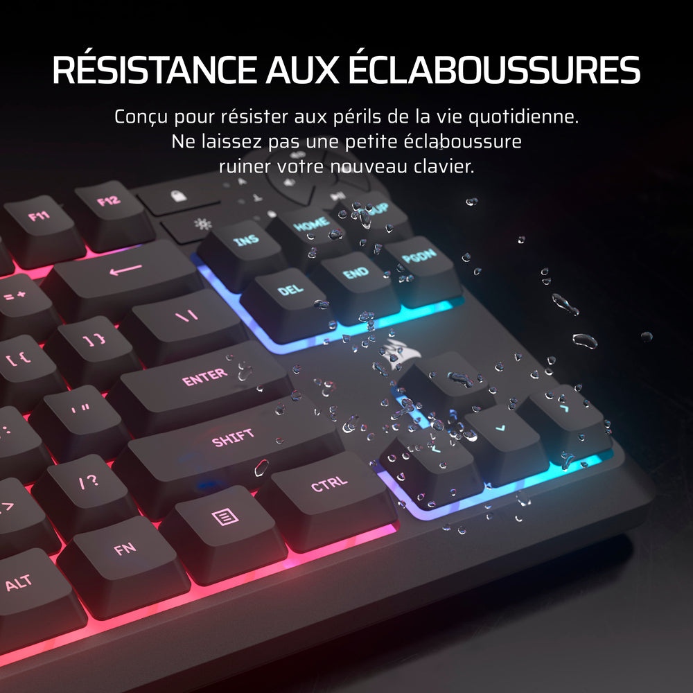 Corsair K55 CORE Clavier Gaming Membrane Filaire RGB TKL - AZERTY - Noir