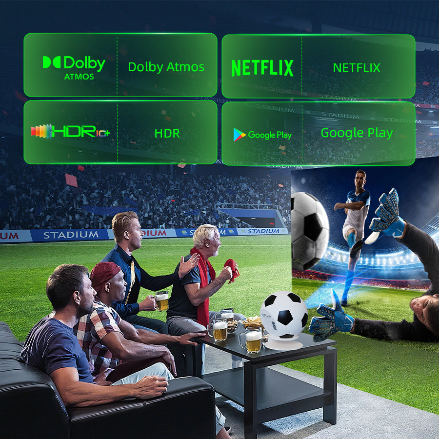 Mini projecteur en forme de ballon de football XBJ, prise en charge de la décodage 4K, affichage compatible 1080P, projecteur de home cinéma portable de 800 lumens ANSI