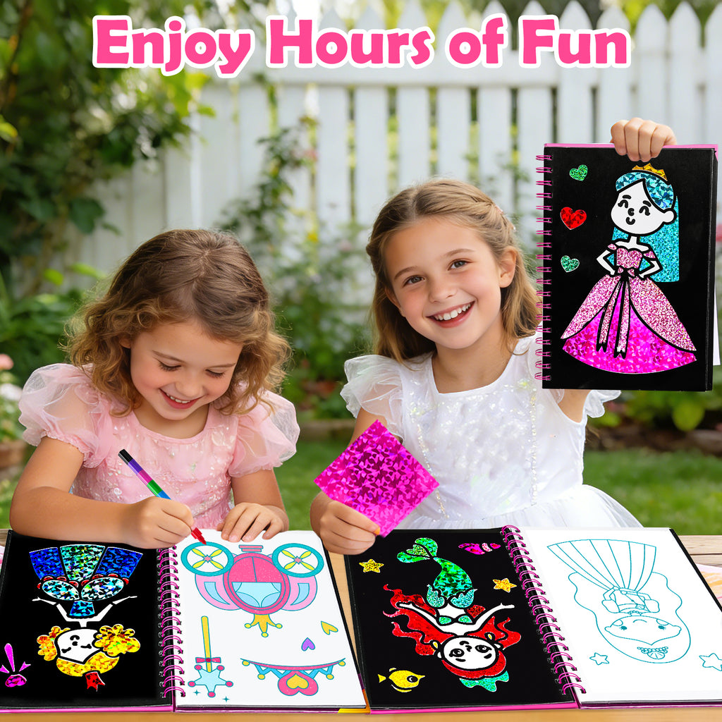 Kit de Loisirs Créatifs Art de la Feuille Série Princesse, 1 Set, Activité DIY Sans Salissure, Jouet de Voyage, Cadeau d'Anniversaire pour Enfants 4-9 Ans