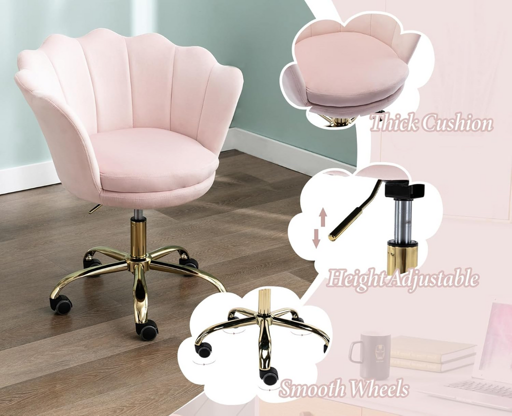 CHAIRUS Ya-Home Chaise de bureau pivotante avec hauteur réglable et roulettes - Rose clair