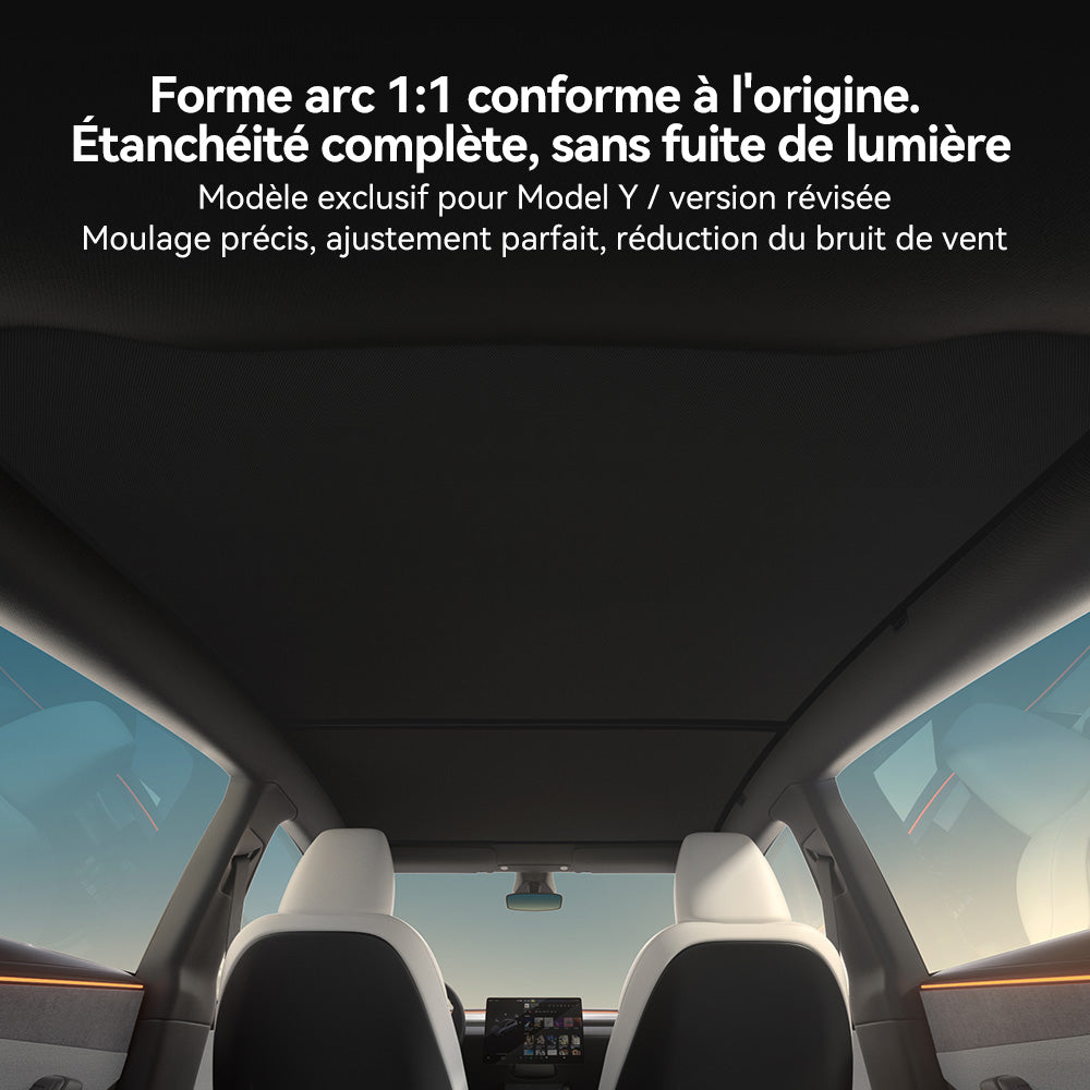 YZ pare‑soleil de toit ouvrant magnétique double couche à structure nid‑d'abeille en graphène pour Tesla Model Y Juniper 2025‑2026