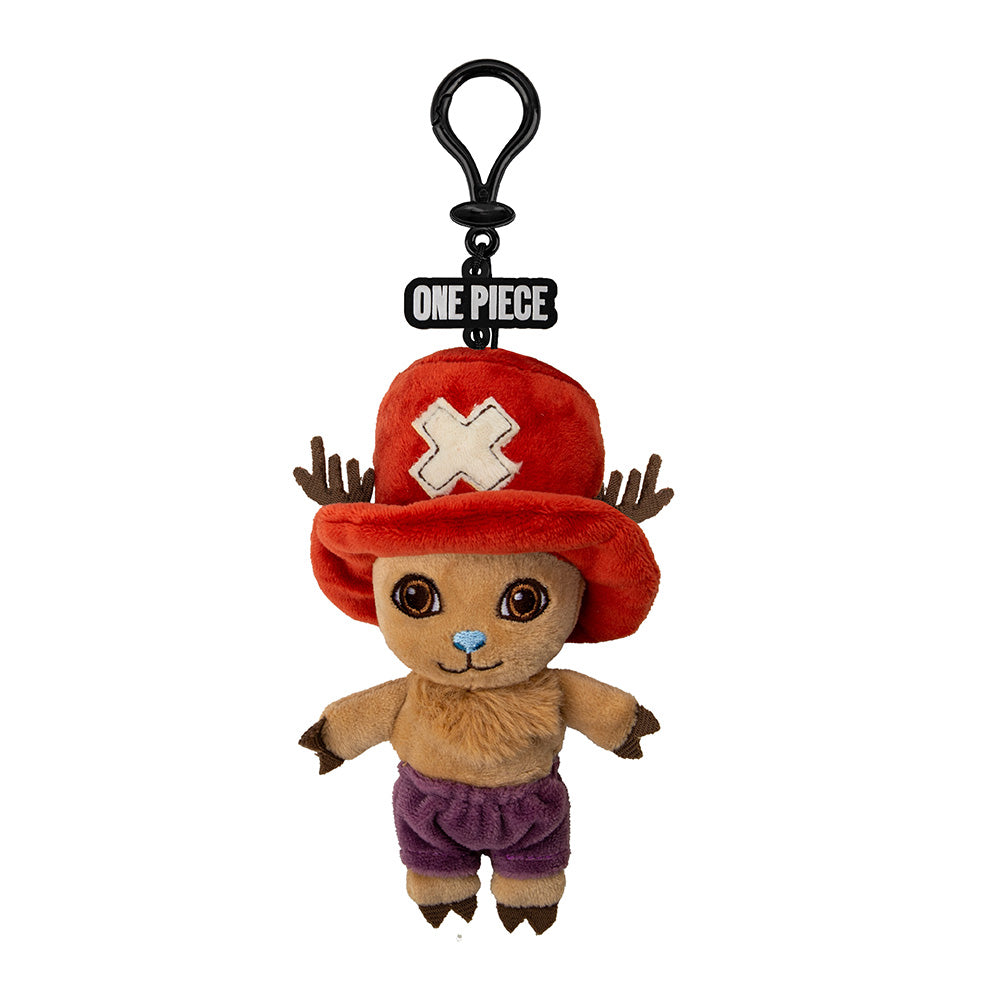 One Piece Porte-clés en peluche Tony Tony Chopper Mini Figurine Charms de sac avec étiquette logo Antilope Chapeau à cerf Tiroir à fermeture éclair Accessoires de collection d'anime