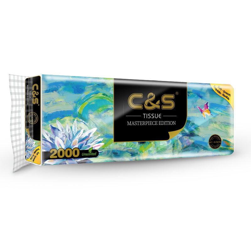 C&S Papier toilette 4 plis, motif peinture à l'huile, 200 g, doux et résistant - 10 rouleaux
