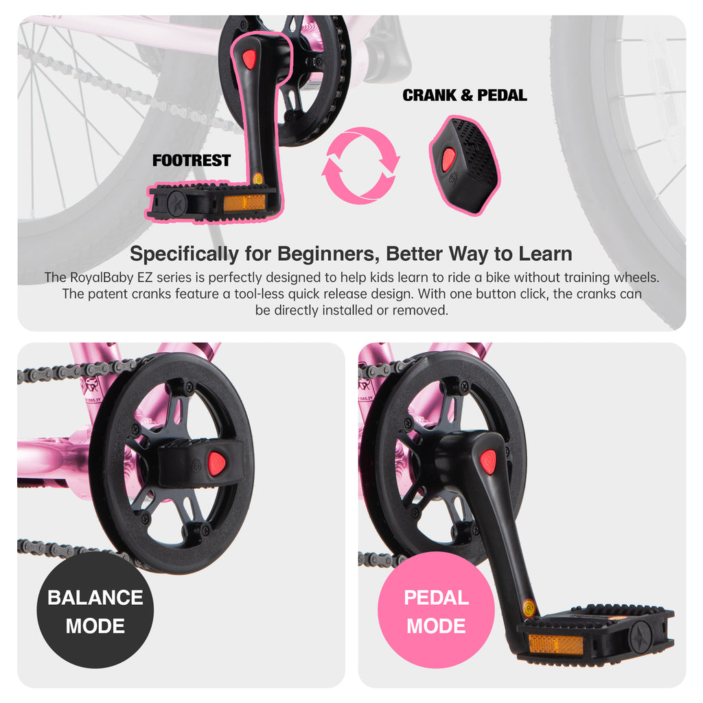 RoyalBaby Vélo pour enfants + Aluminium EZ Alien + 20 pouces Rose, Poids net 6,9 kg