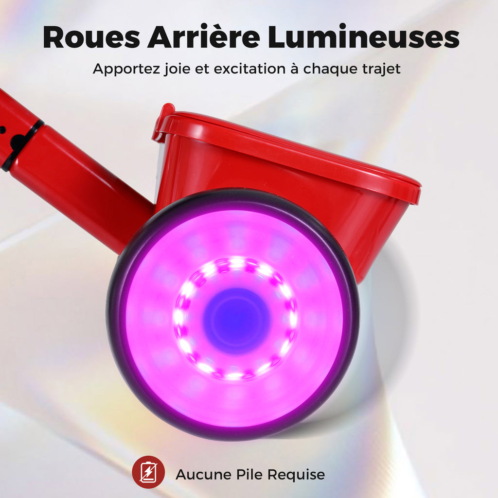 Tricycle pour enfants avec roues lumineuses et siège réglable à 4 positions
