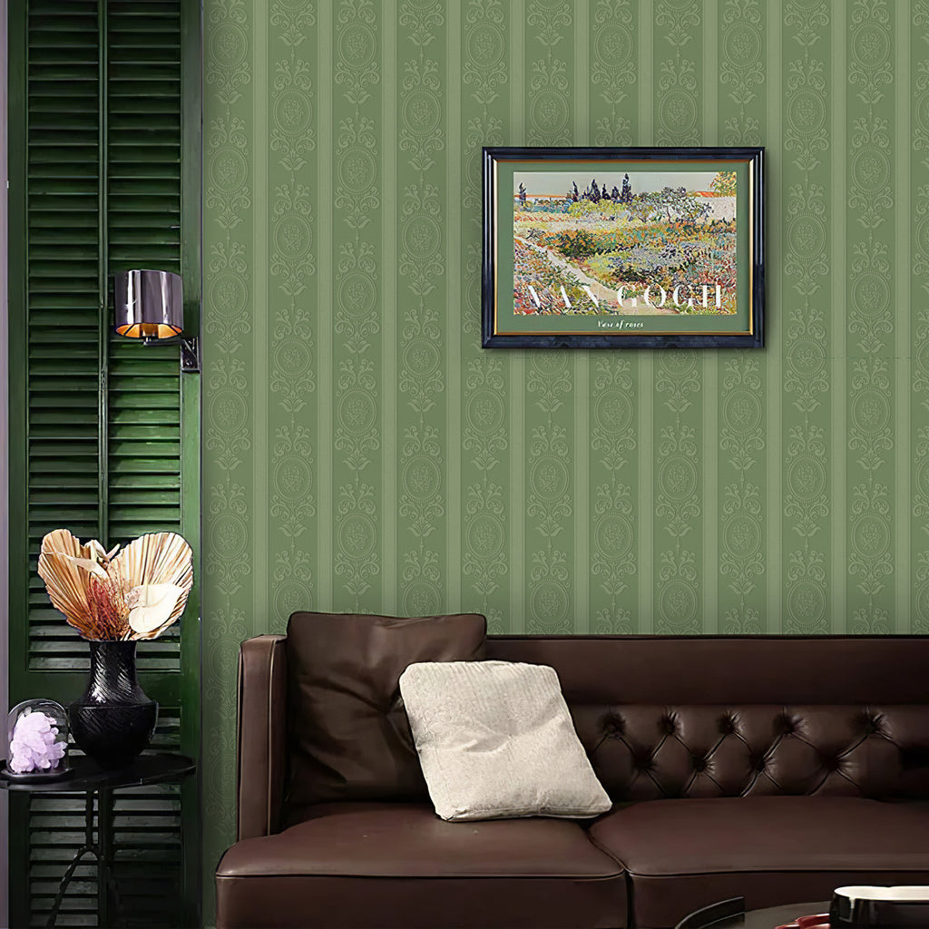 Murgall Rouleau de papier peint adhésif 3D Rococo vert - 44 x 305 cm