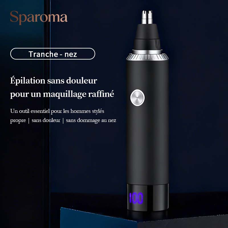 Sparoma Tondeuse pour poils du nez et du visage 3-en-1 pour homme – Tondeuse pour poils du nez et des oreilles, sourcils et détails, moteur haute vitesse 7800 tr/min