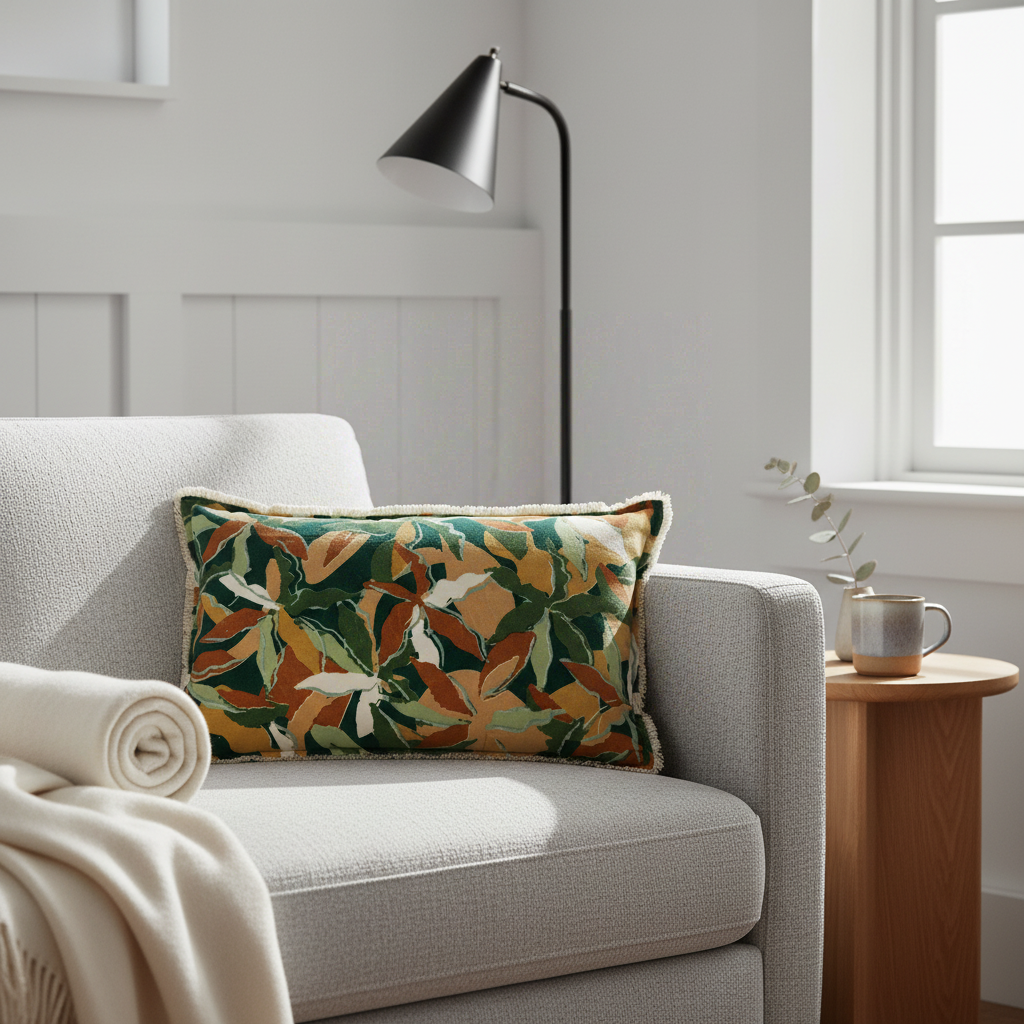 Housse de coussin imprime alina petrole
