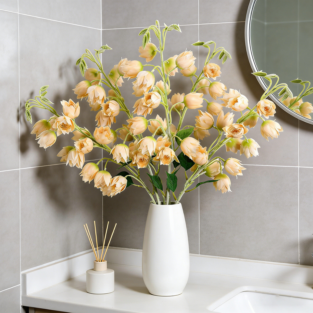 Yuejia 3 pcs 33 in/84 cm fleur en soie campanule artificielle plantes fausses d'extérieur fleur en fausse soie
