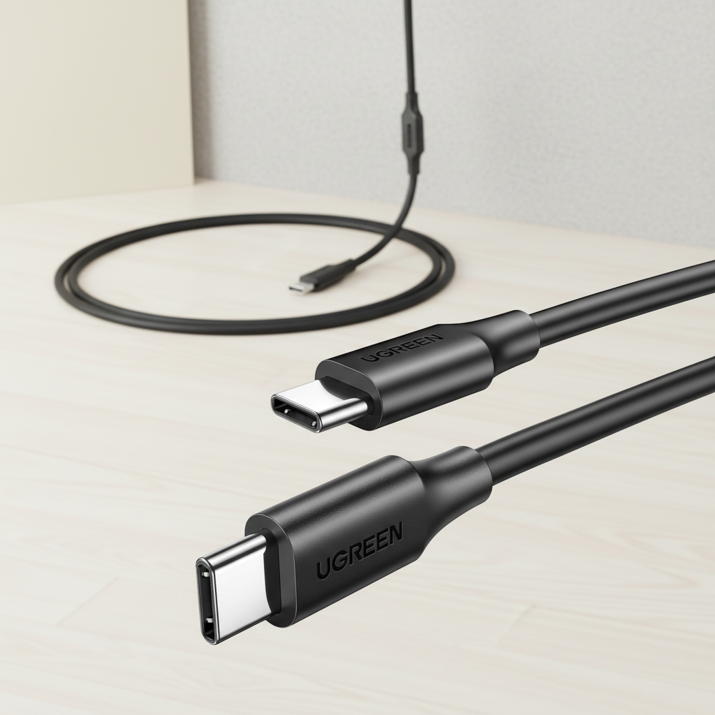UGREEN Câble USB 2.0 Type-C M-M rond en nickel 1-m noir