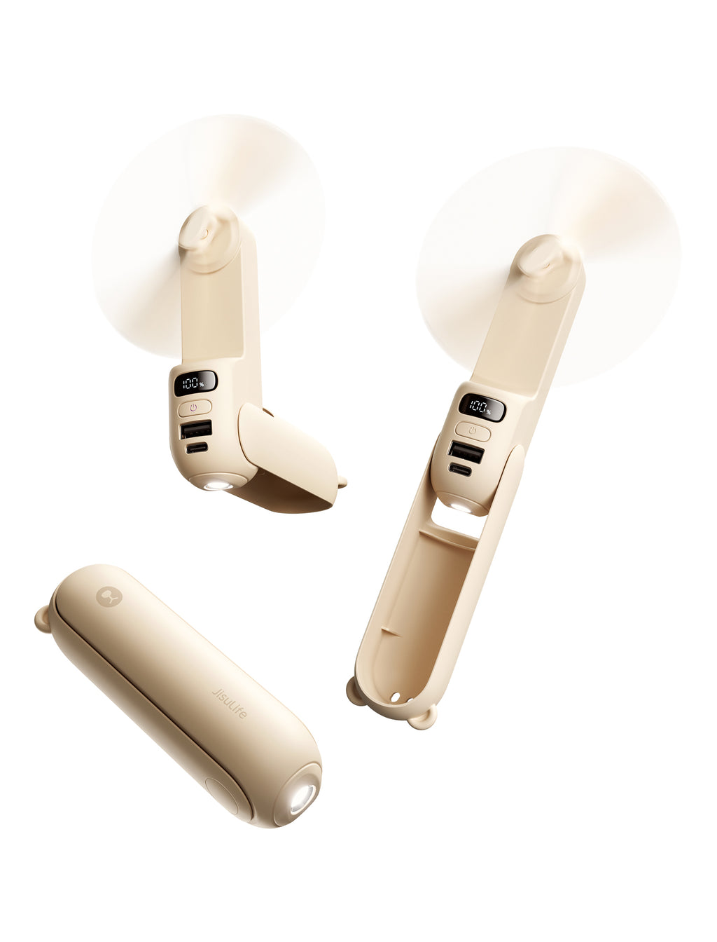 JISULIFE Ventilateur portable rechargeable – La nouvelle version améliorée est dotée d'un écran numérique LED clair pour l'état de la batterie en temps réel