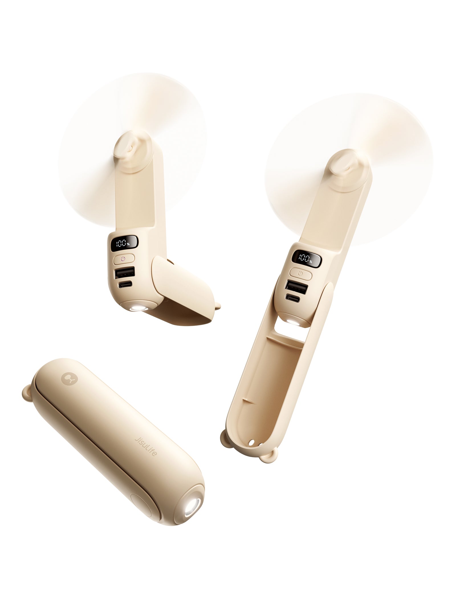 JISULIFE Ventilateur portable rechargeable – La nouvelle version améliorée est dotée d'un écran numérique LED clair pour l'état de la batterie en temps réel