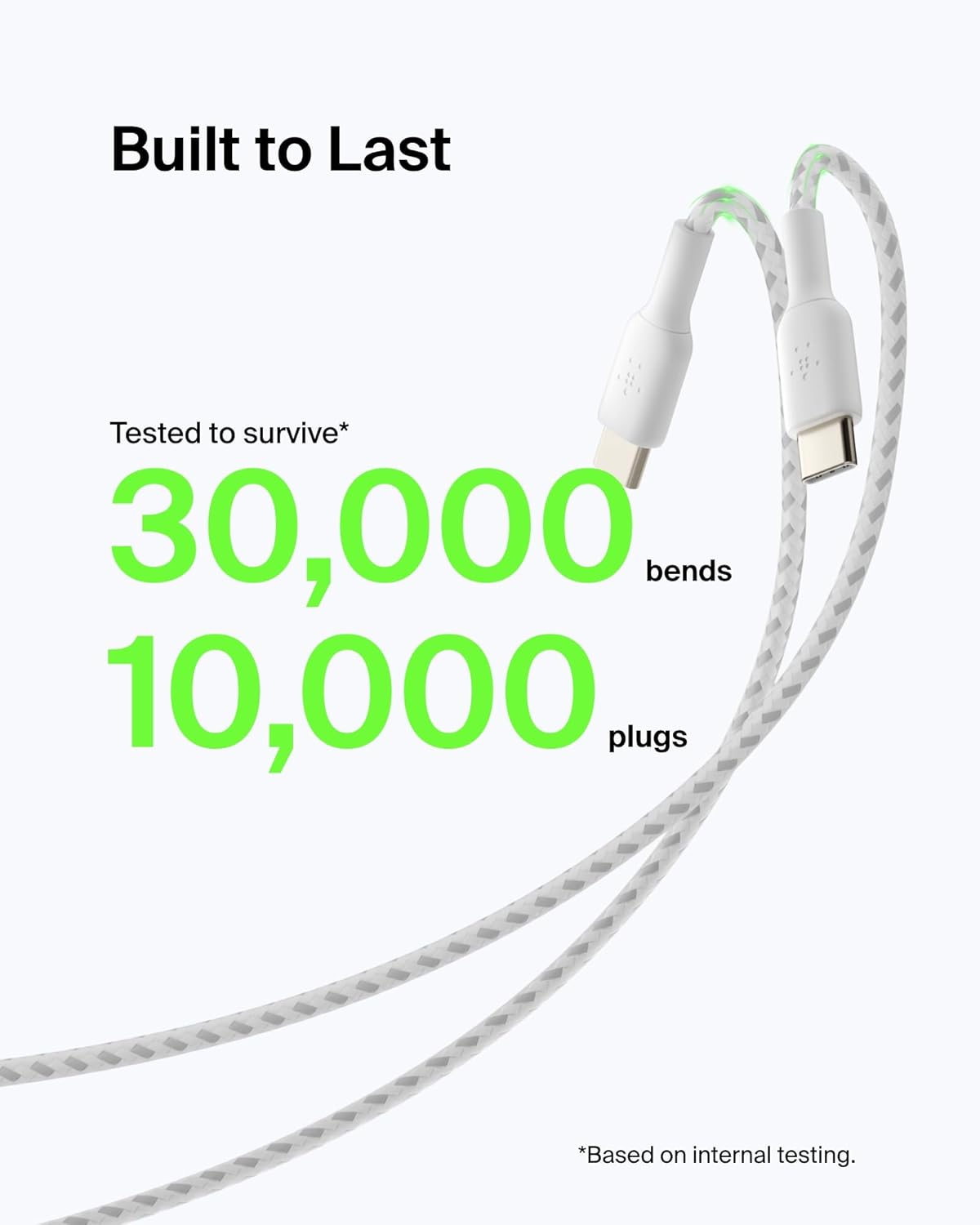 Belkin câble tressé USB-C vers USB-A pour smartphone blanc - 1 m