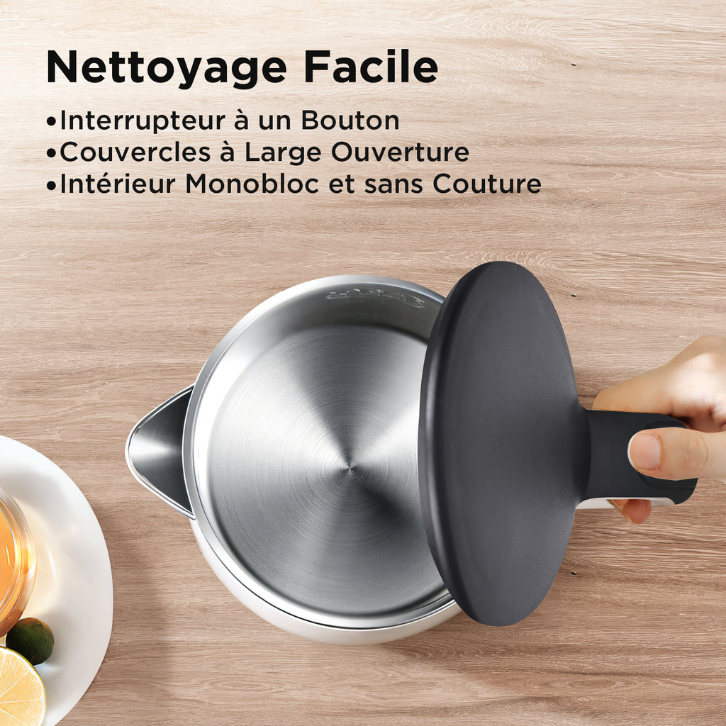 Midea Bouilloire 1,5 L en acier inoxydable, réglage de température variable 45-100 °C, 2200 W, double paroi, affichage numérique de la température, sans BPA et protections multiples