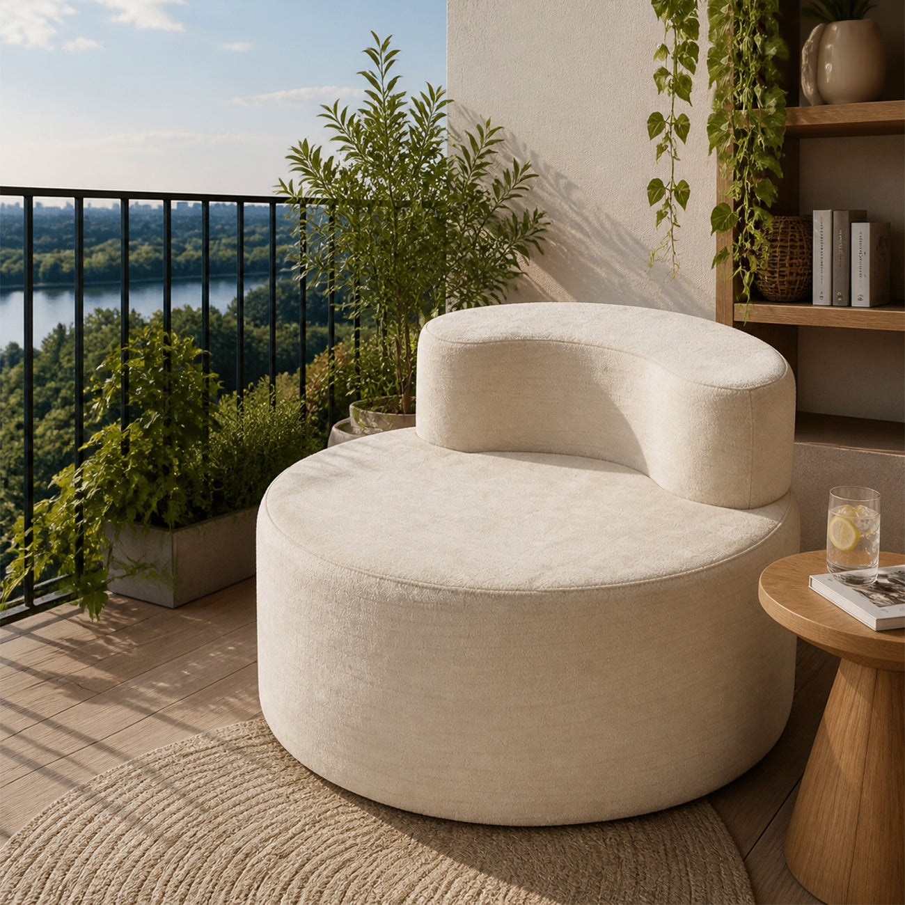 Canapé de détente pliable, sans assemblage, ultra doux, en mousse haute densité, pour salon – canapé sans structure, blanc