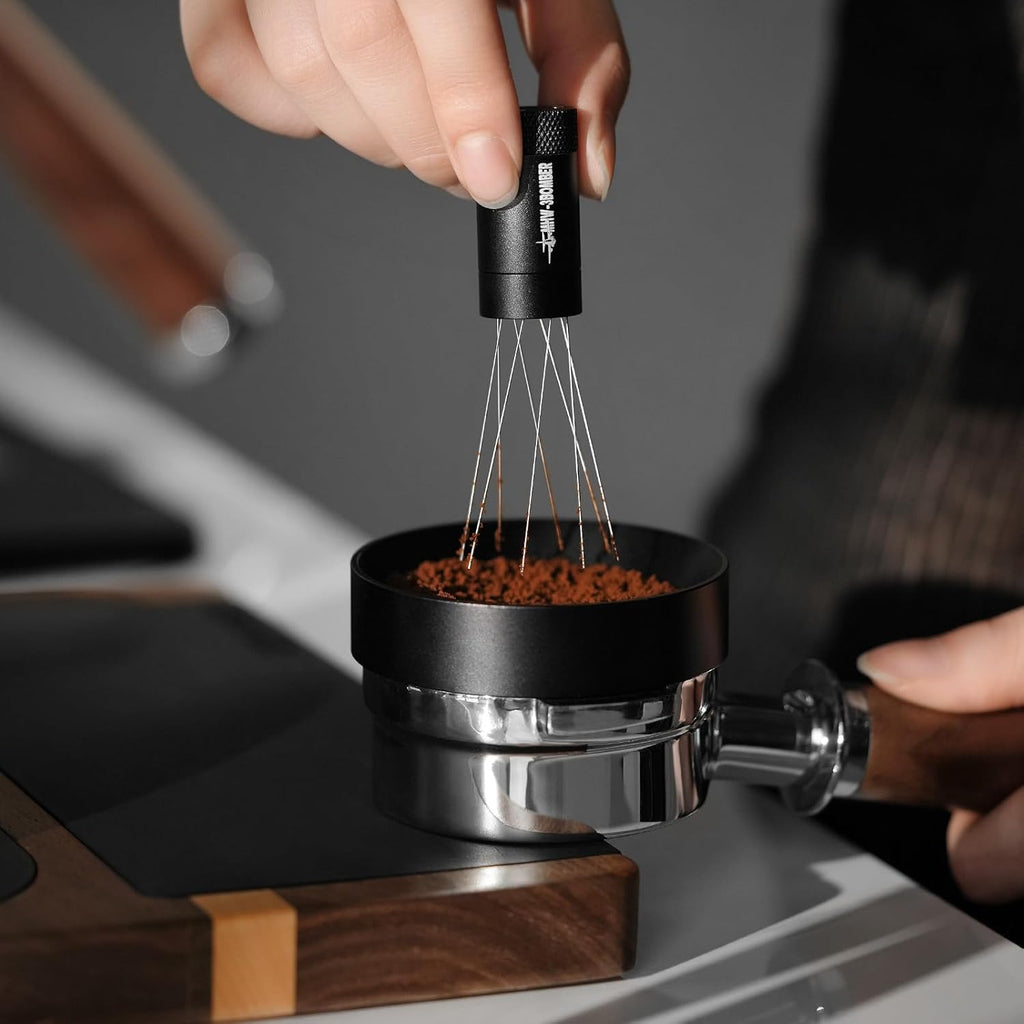 MHW-3BOMBER Outil WDT , outil de distribution d'espresso avec support magnétique, portée réglable, mélangeur à aiguilles de café, acier inoxydable 304, 8+6 aiguilles, 0,4 mm, T6126