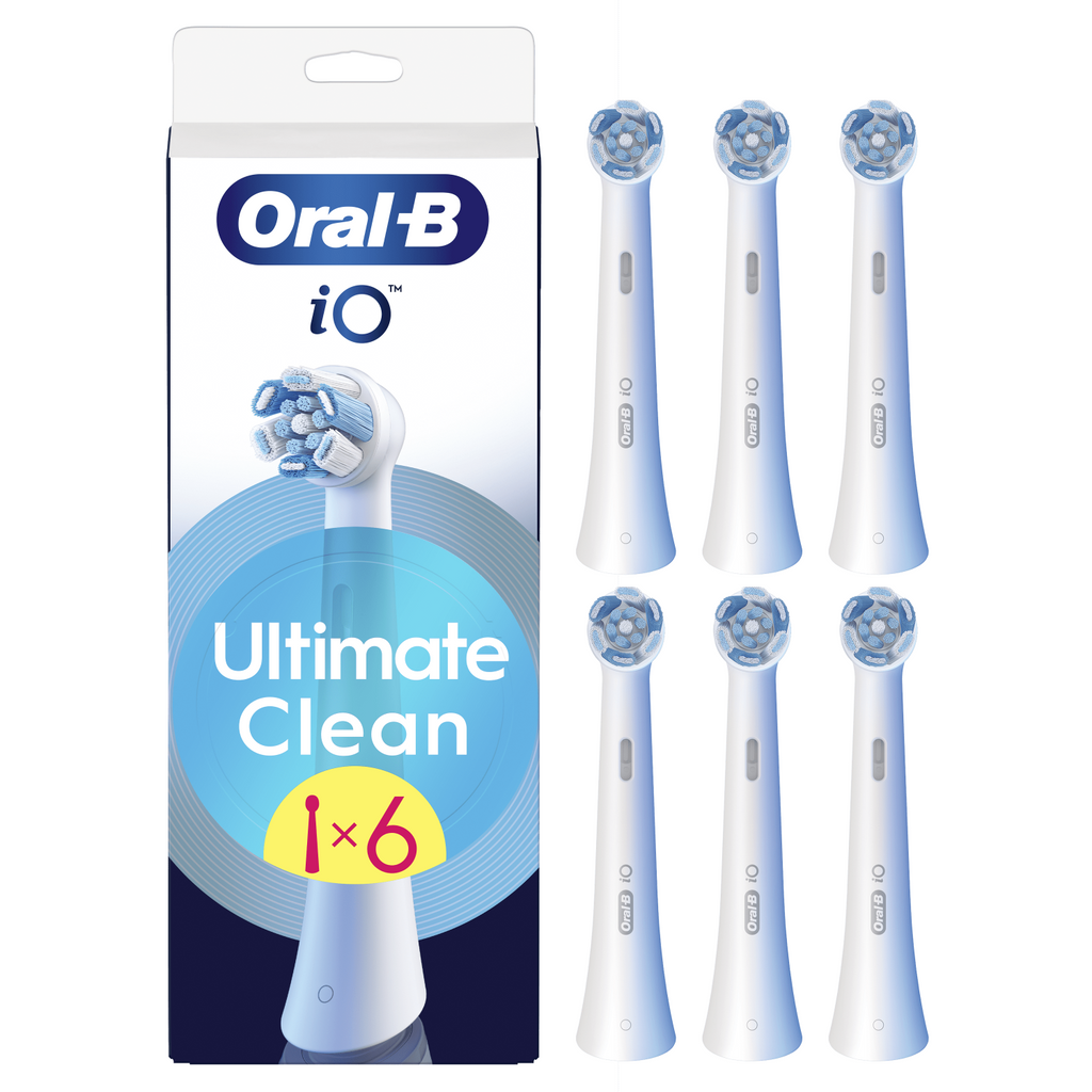 Oral-B Brossettes de rechange rondes authentiques série iO nettoyage ultime blanches adaptées aux gencives sensibles lot de 6