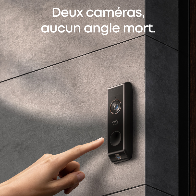 Sonnette vidéo de sécurité eufy S330 Module supplémentaire Double caméra Sonnette vidéo à alimentation par batterie Détection de mouvement Détection de colis Convient aux femmes seules